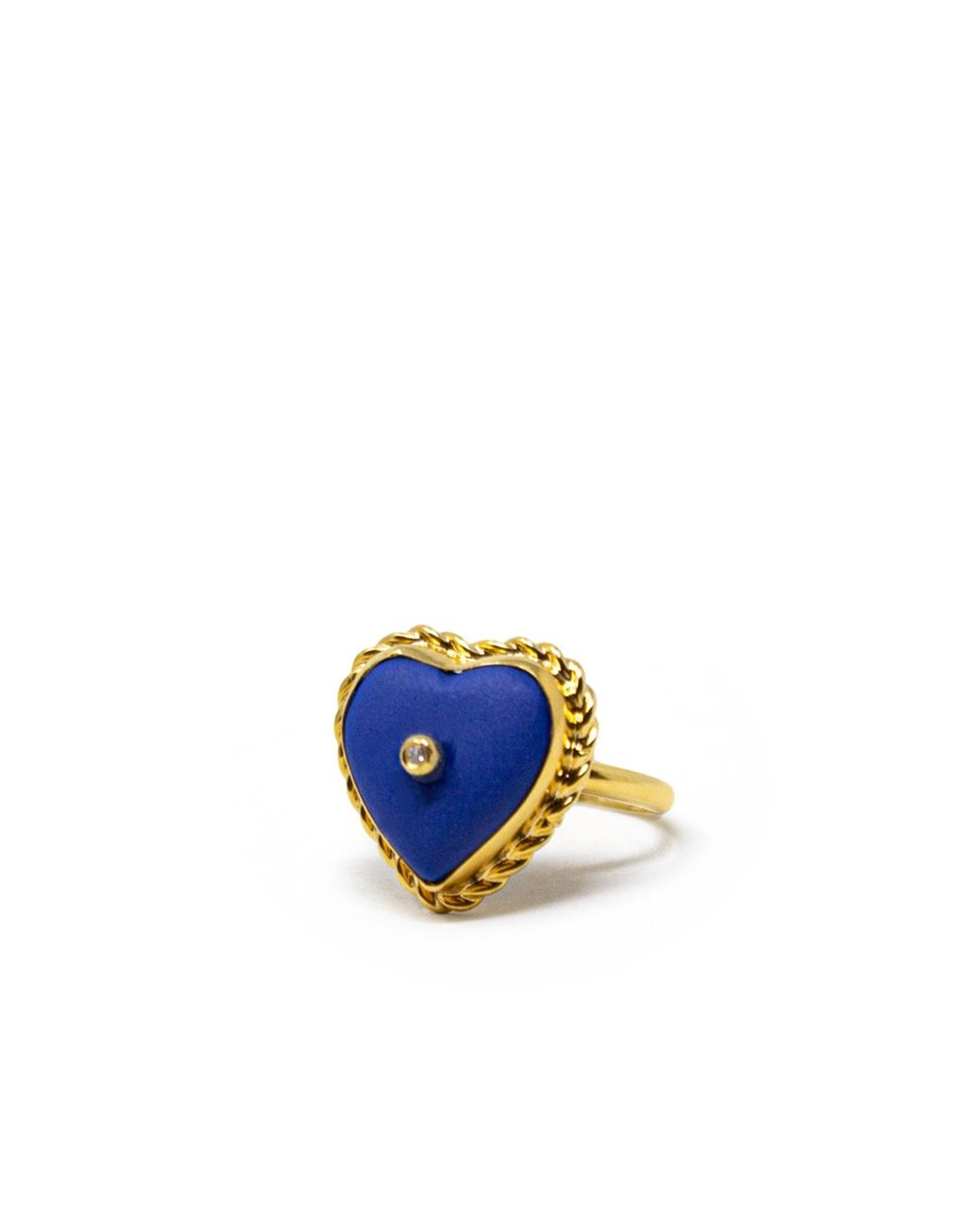 Vintouch Italy Blue Lovelight-Plated Heart Stacking Ring