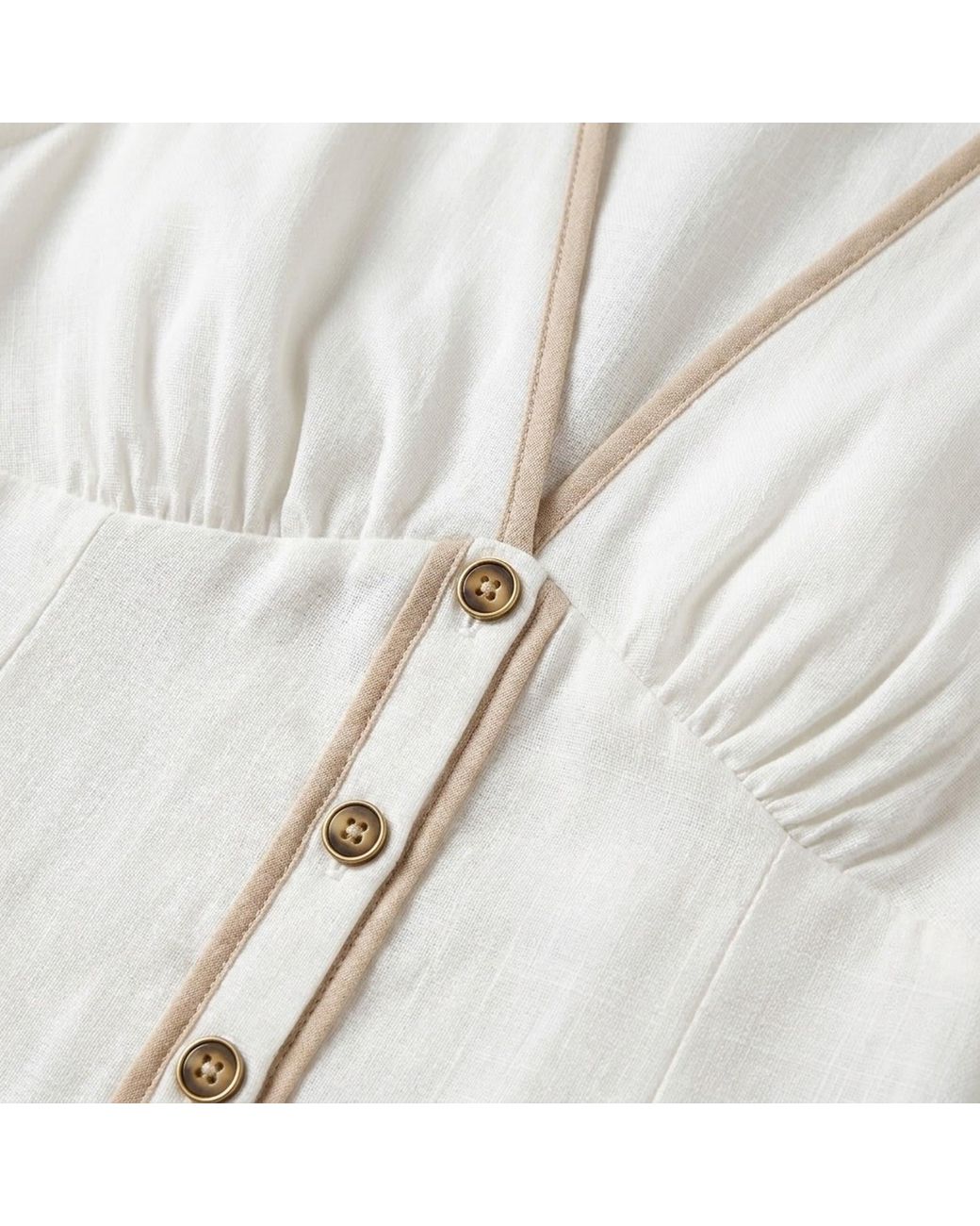 Modenaire White Contrast Trim Mini Dress Button Front