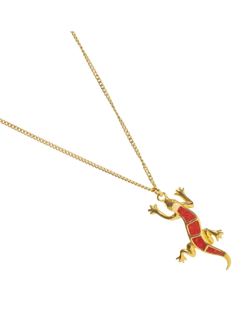 Ebru Jewelry Metallic Lucky Gecko Enamel Pendant Necklace