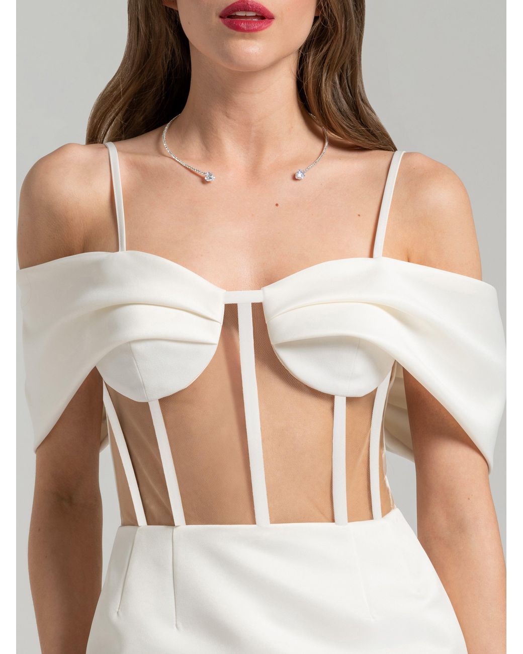 Tia Dorraine White Belle Of The Ball Satin Mini Dress