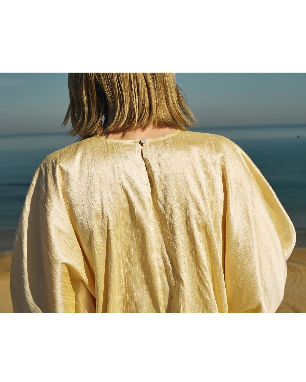 NAZLI CEREN Natural Nevada Silk Kaftan Dress