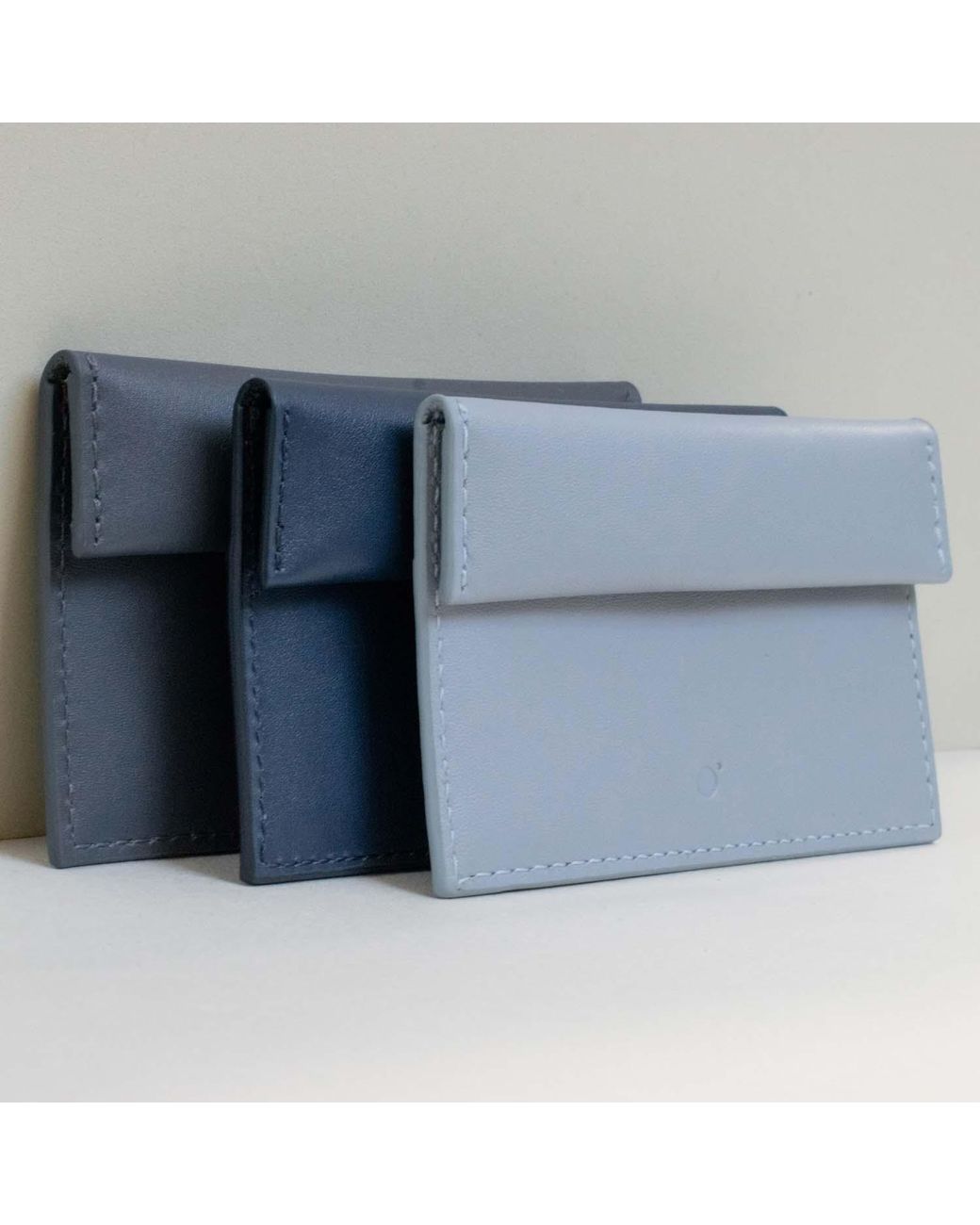 godi. Blue Handmade Compact Leather Coin And Card Holder