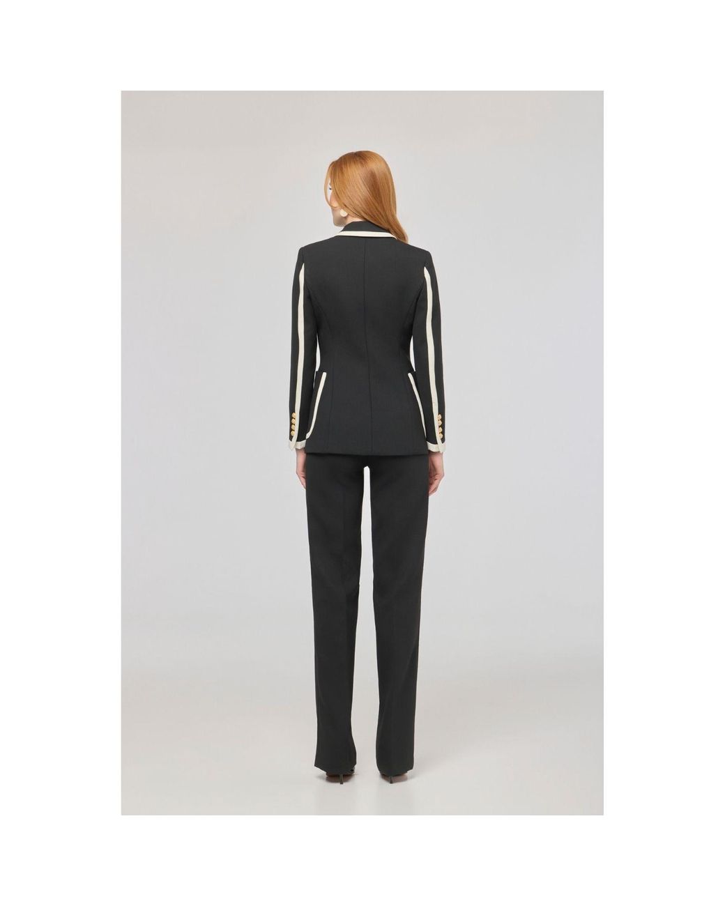 The Extreme Collection Black Blazer With Contrast Piping Laurent