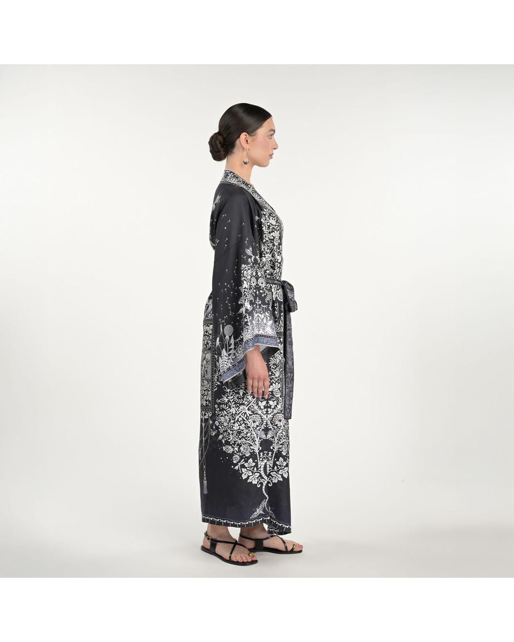 Silk&Soul Gray Tree Of Life Silk Robe