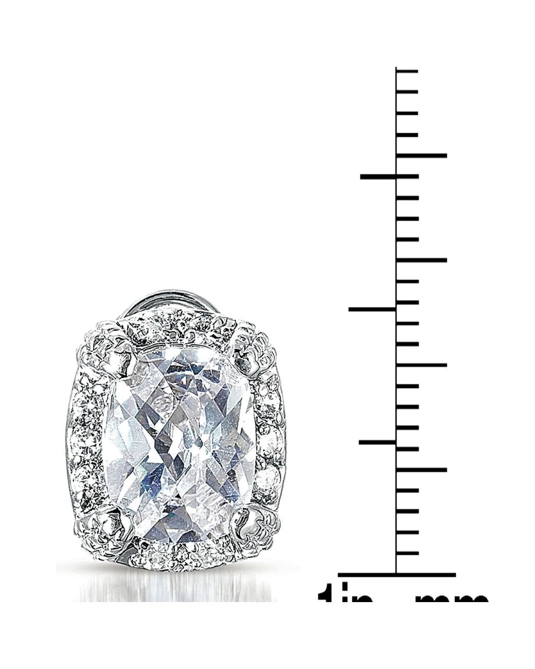 Genevive Jewelry Blue Sterling Cubic Zirconia Square Earrings