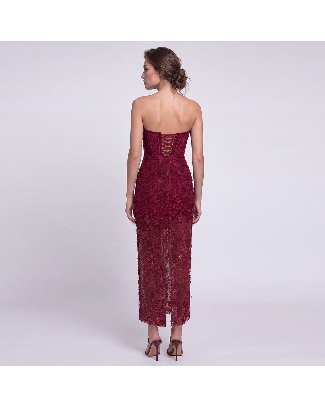 Angelika Jozefczyk Red Catrice Lace Corset Top Burgundy