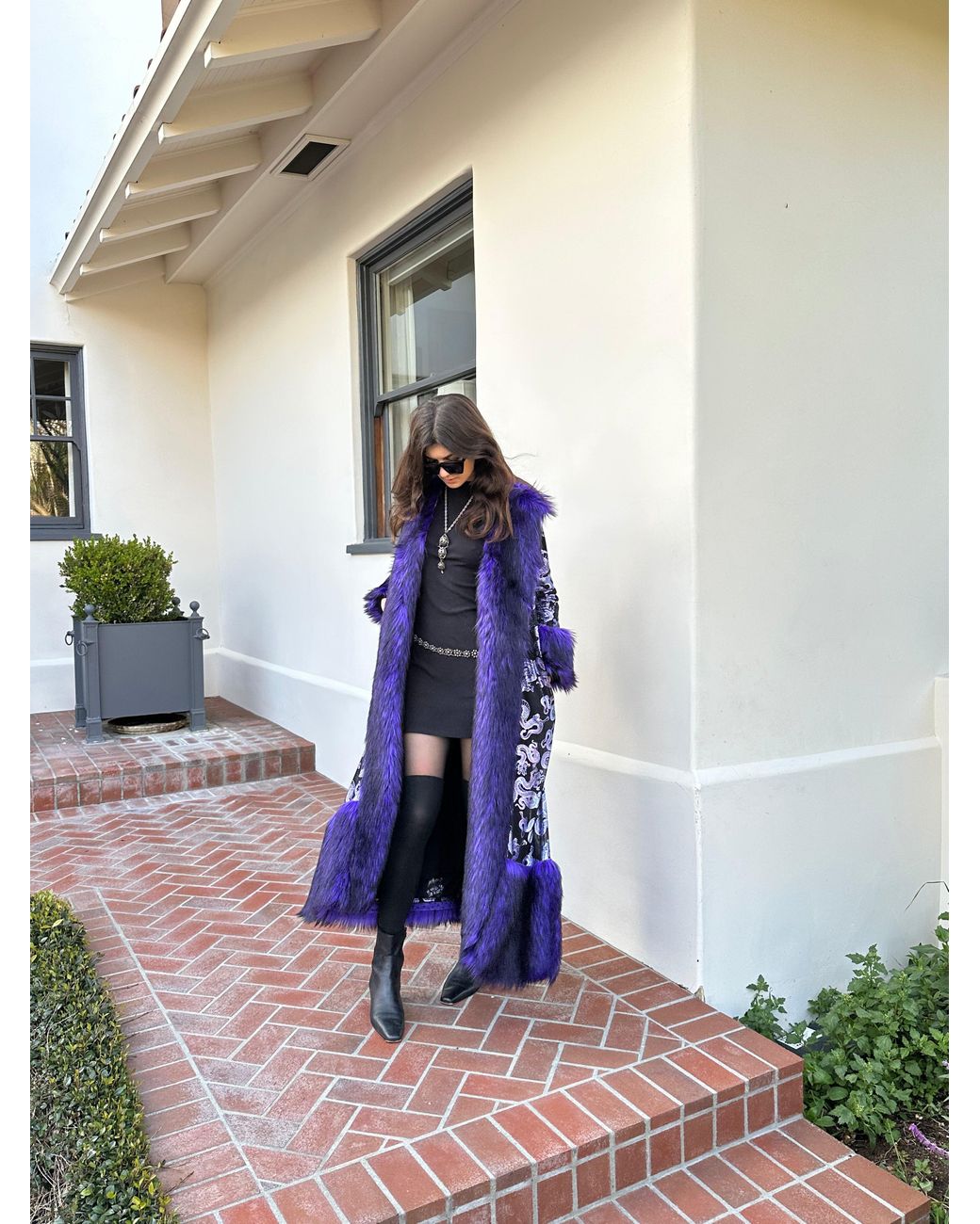 Jennafer Grace Blue Penny Deluxe Nymeria Plum Faux Fur Coat