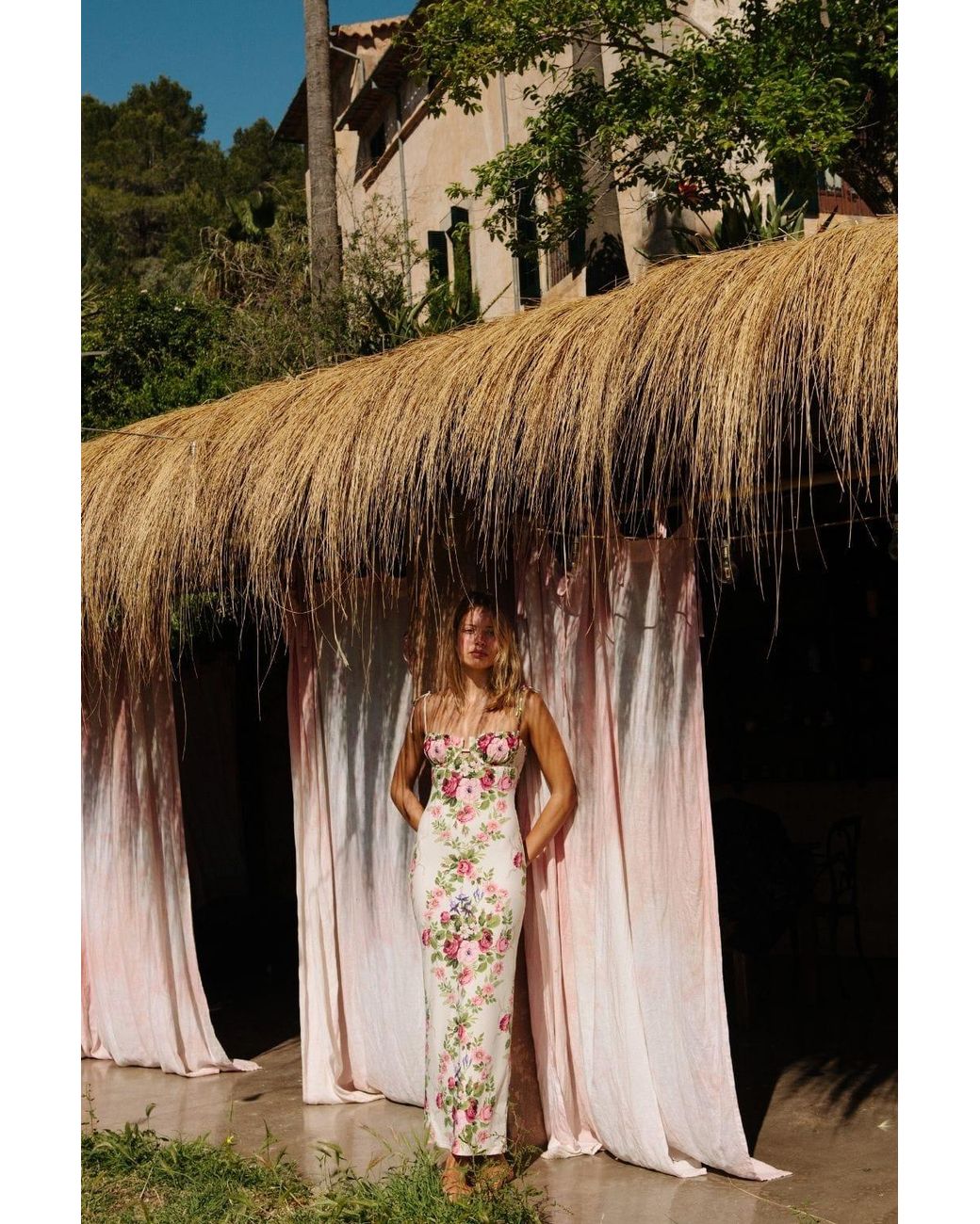 Montce Natural Bouquet Petal Long Slip Dress