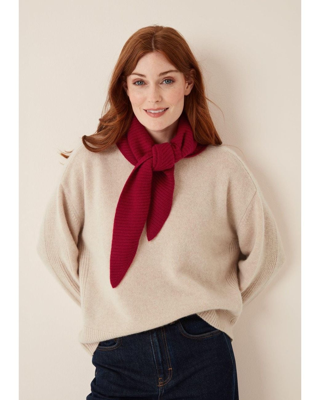 Loop Cashmere Red Cashmere Triangle Scarf