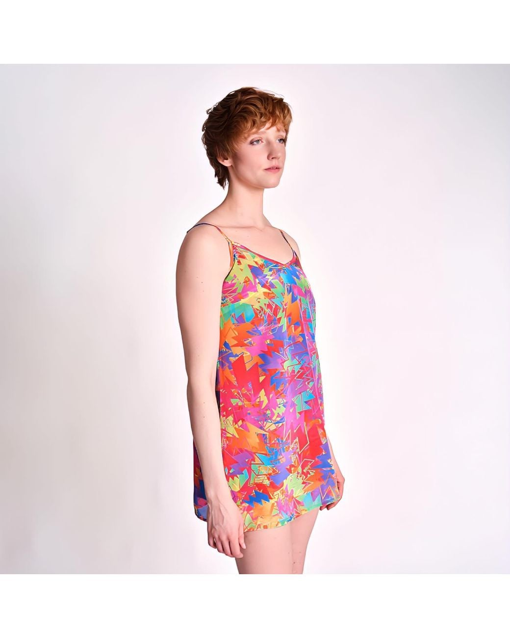 Any Old Iron Red Pastel Lightning Short Dress