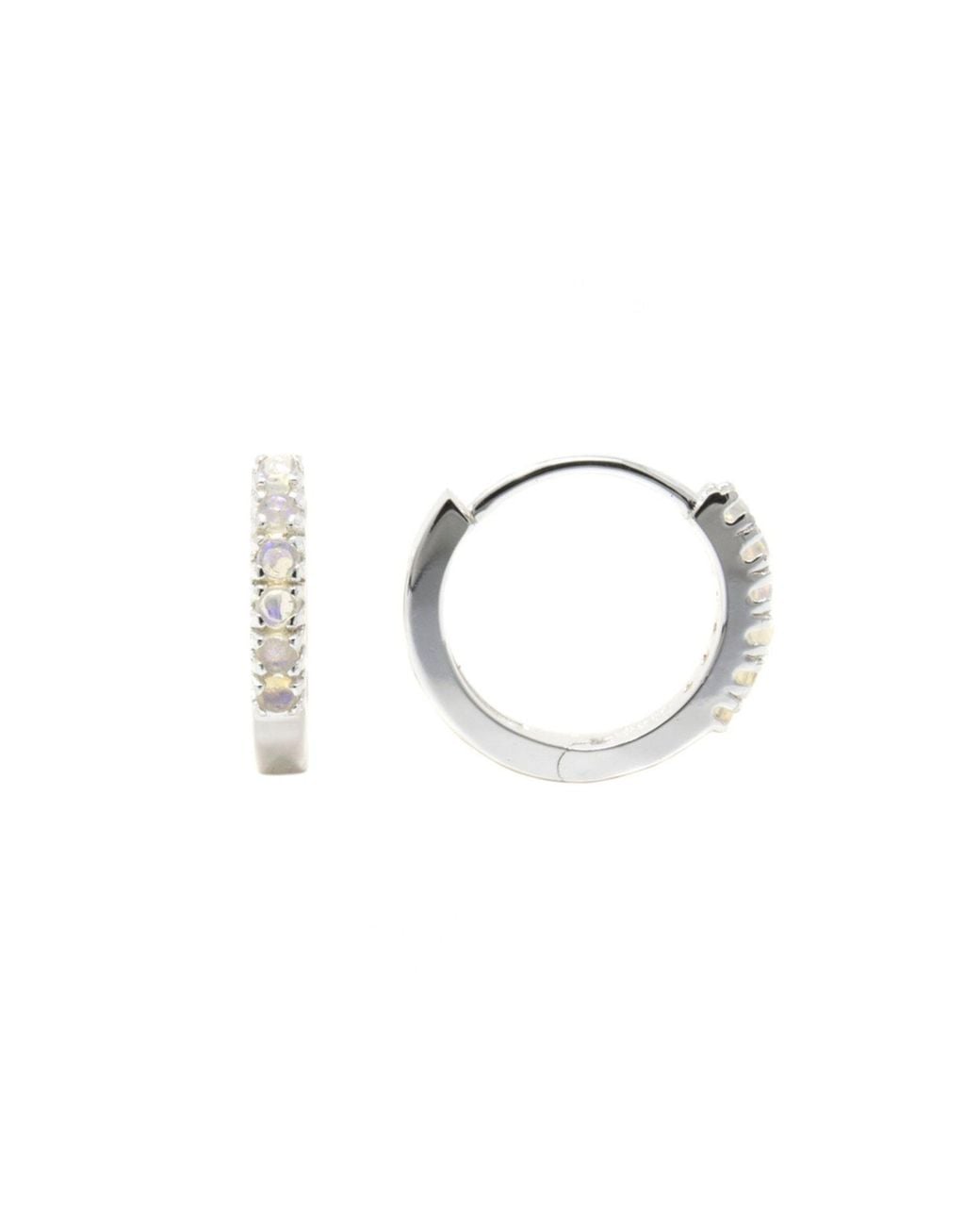 NASI SILVER White Adaya Huggie Hoops- Opal