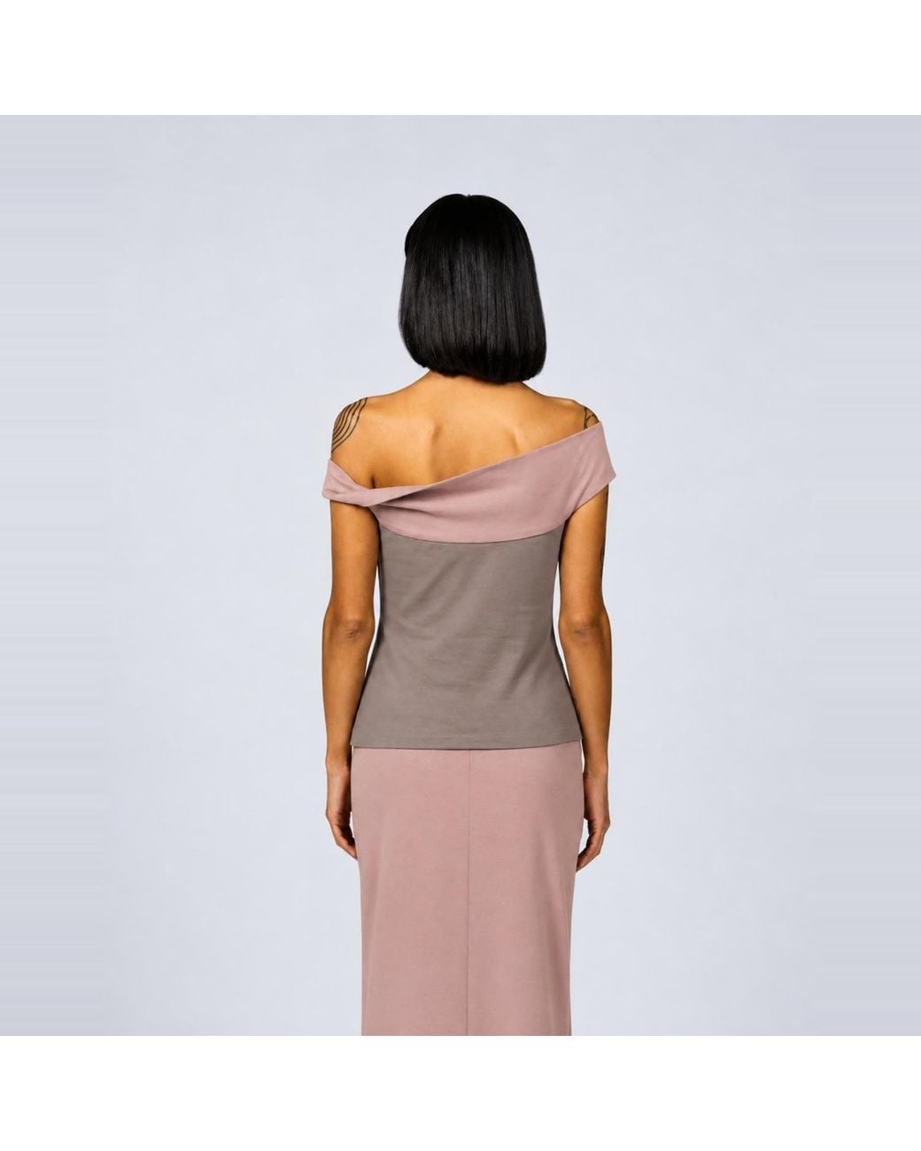 Elamins Pink Two Tone Off-Shoulder Top