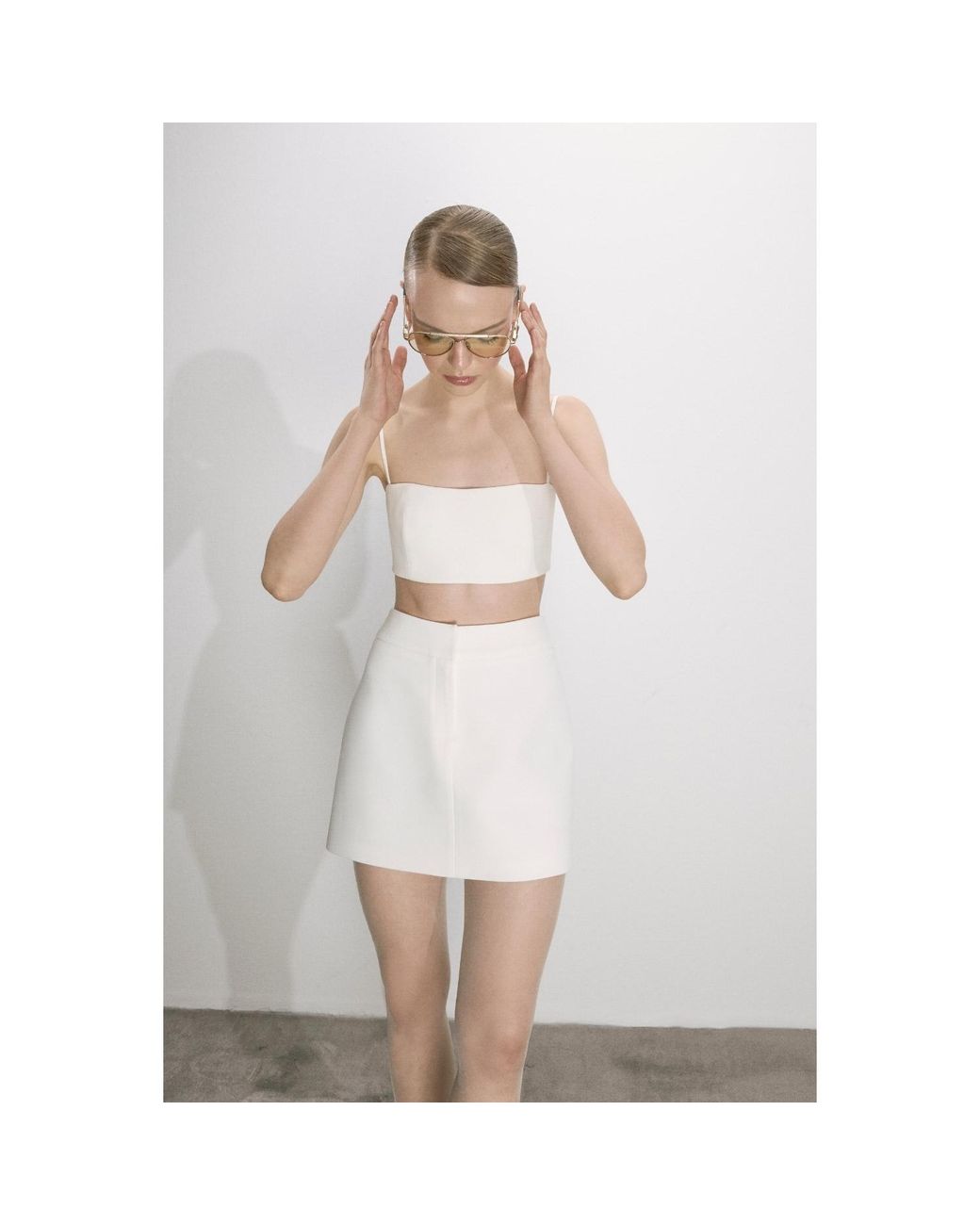 NAZLI CEREN White Marde A-Line Skirt