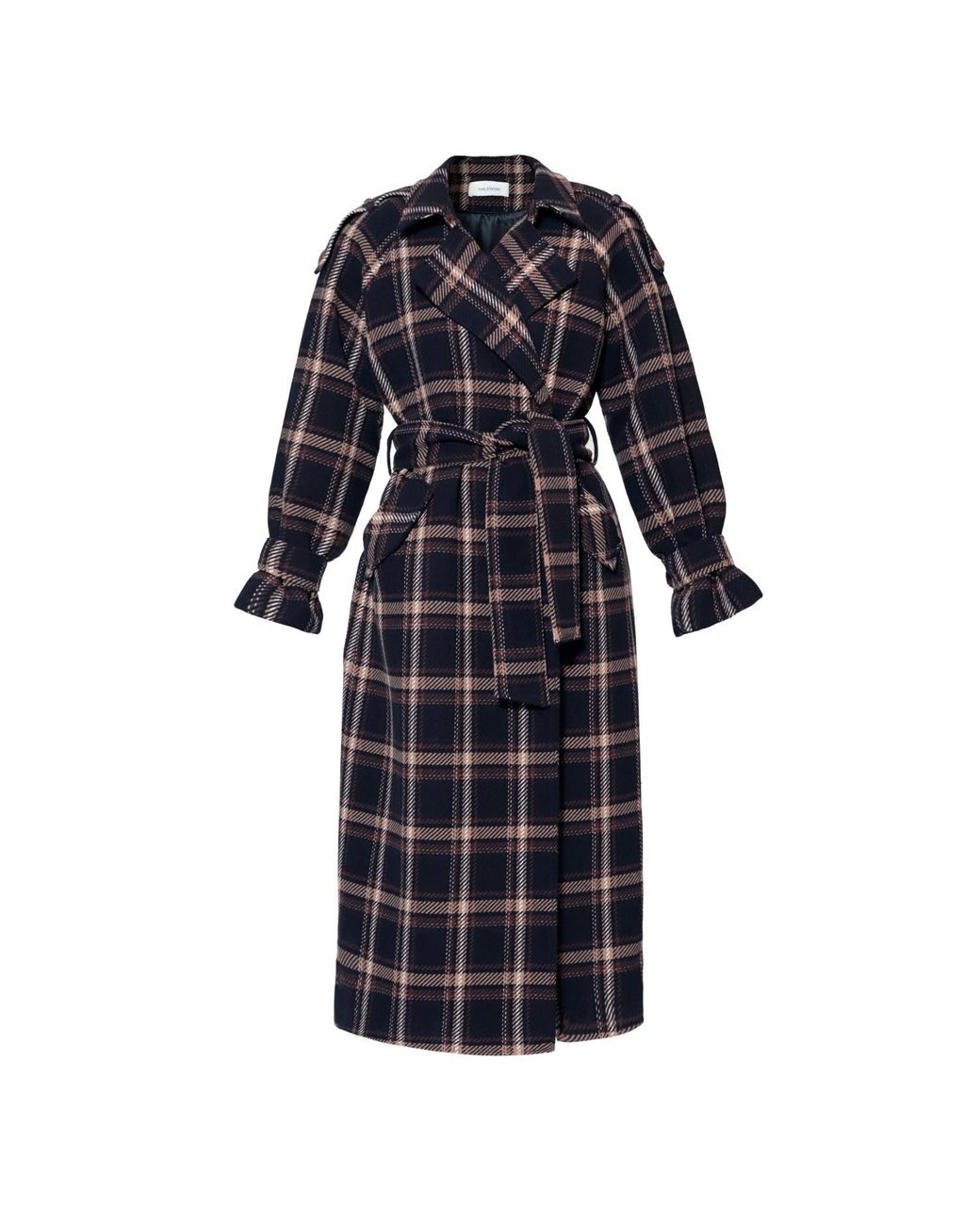 AGGI by HALEWSKI Blue Ricarda Check Midi Coat