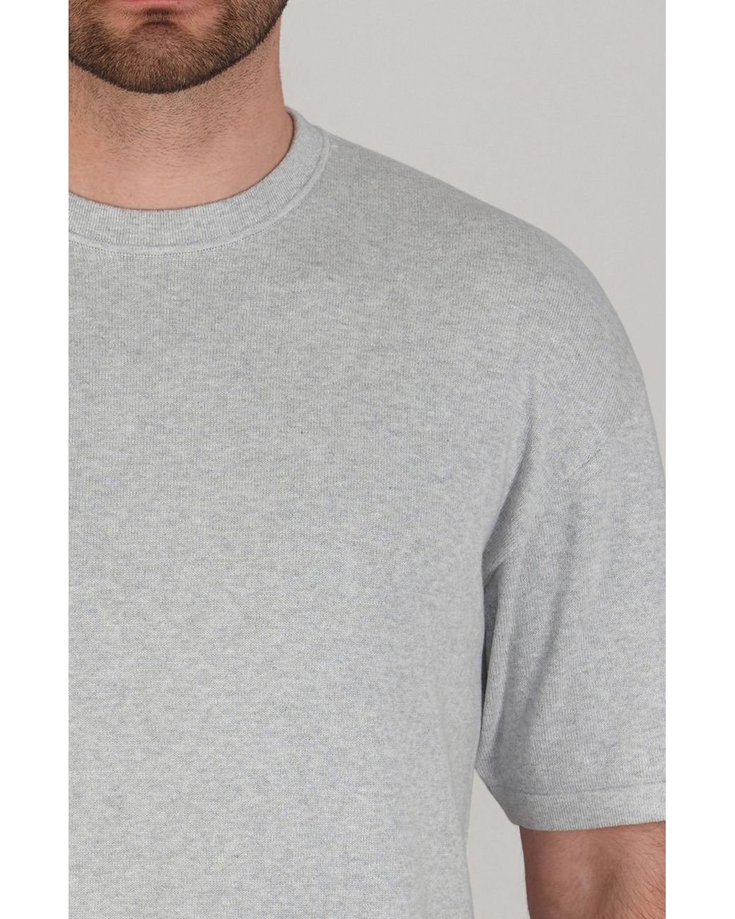 Paul James Knitwear Gray Lightweight Cotton Ewan Oversized Knitted T-Shirt for men