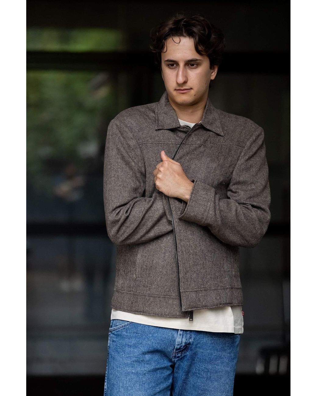Stovaria Gray Natural Himalayan Yak Wool Zipper Jacket
