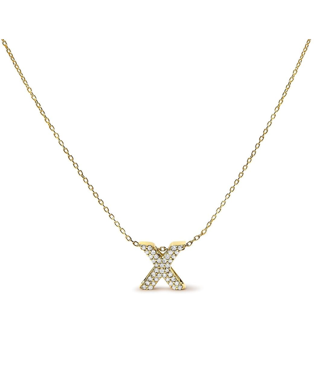 Haus of Brilliance Metallic 10K Diamond Accent "A-Z" Initial Bubble Pendant Necklace