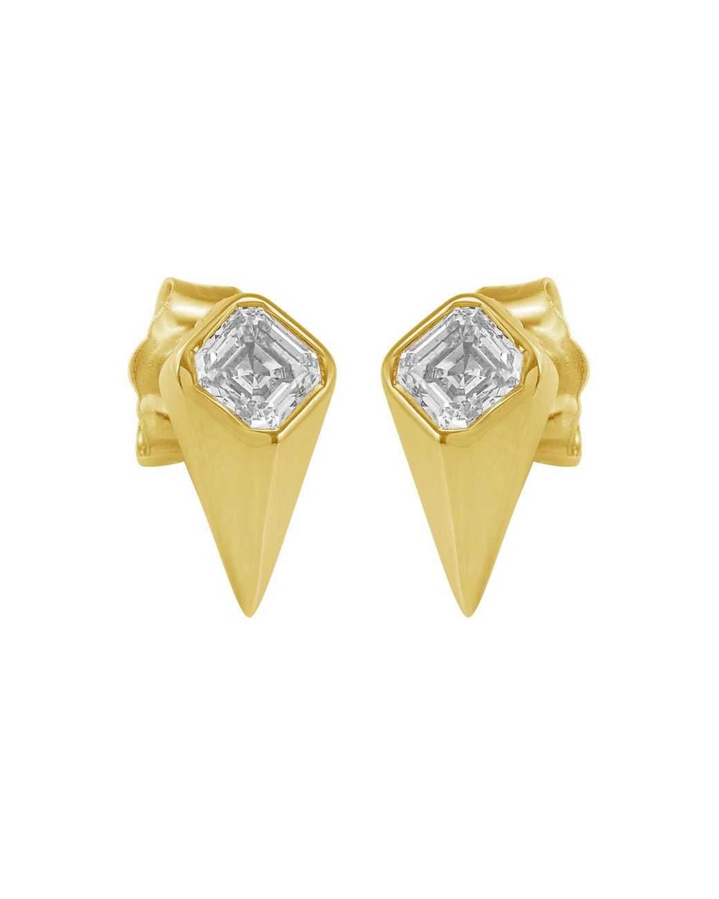 Artisan Multicolor 14K Asscher Cut Diamond Geometric Stud Earrings