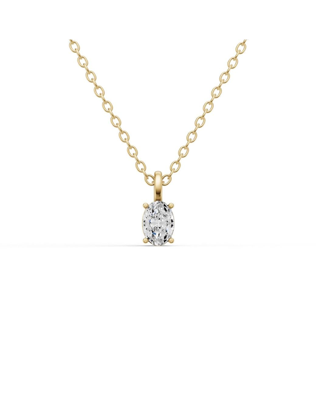 SEREIA OFFICIAL Metallic 14K 0.25 Ct Lab Grown Oval Cut Diamond Solitaire Pendant