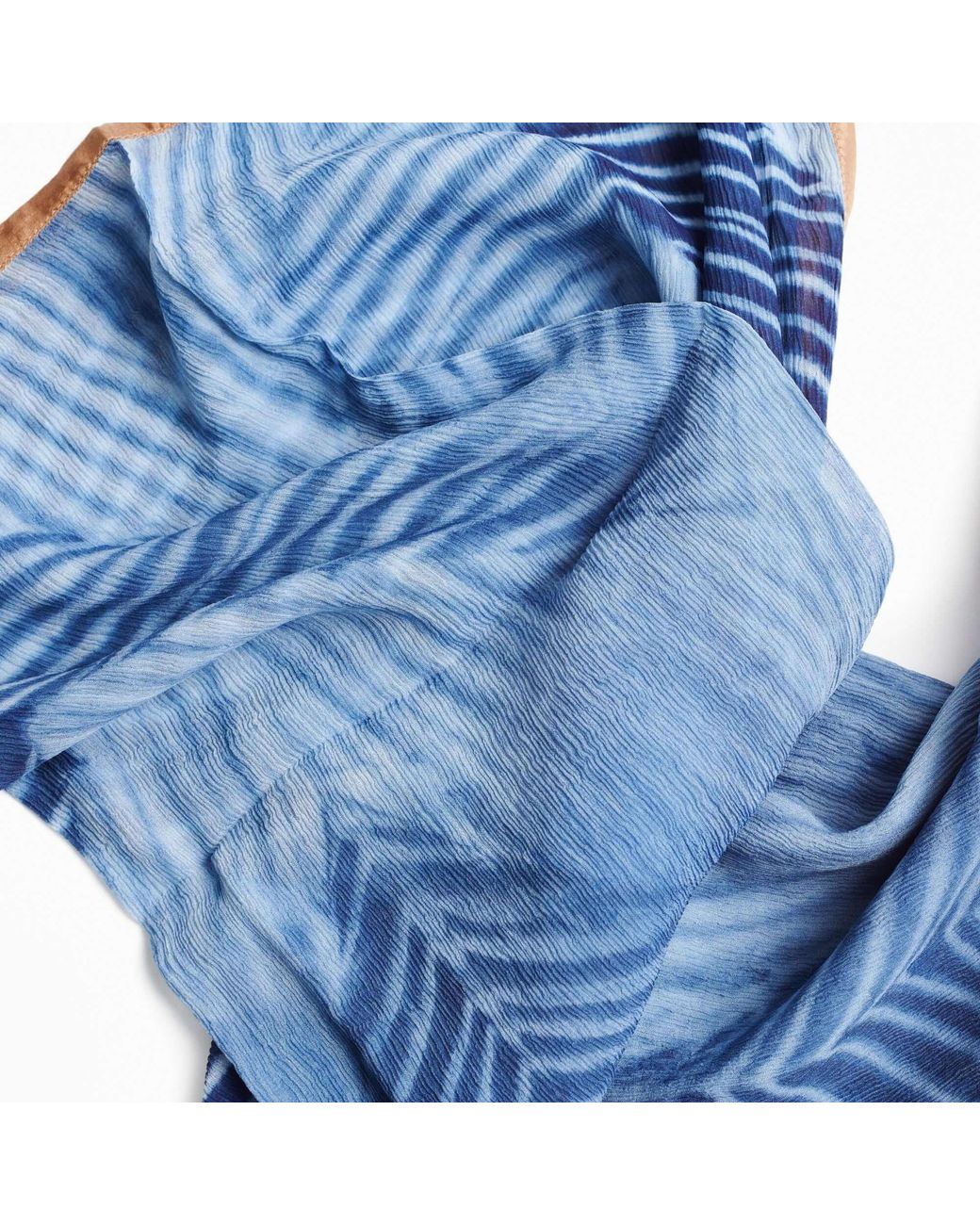 Variously Blue Samu Hand Printed Shibori Silk Chiffon Scarf