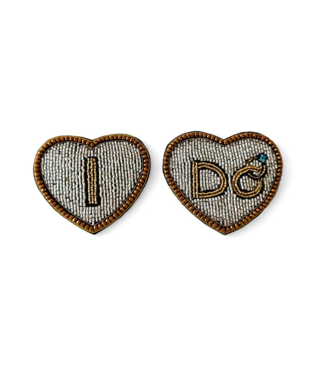 Yomisma Gray Neutrals Eco Faux Fur Slippers – Recycled Faux Fur + I Do Wedding Removable Hand Beaded Brooches