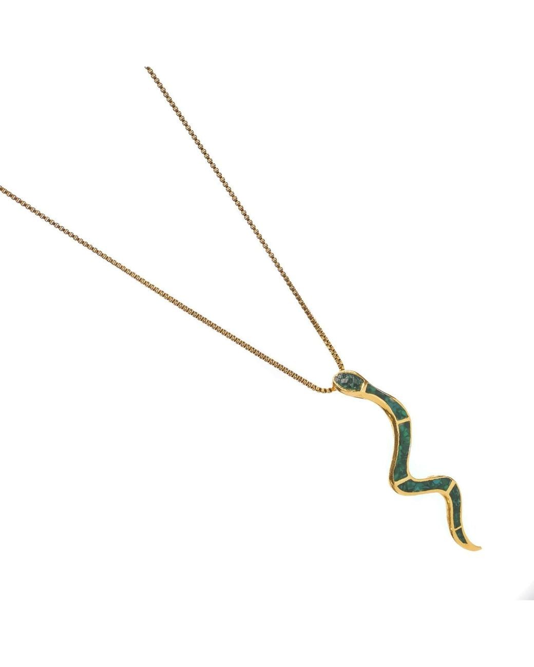 Ebru Jewelry Metallic Mystic Serpent Malachite Pendant Necklace