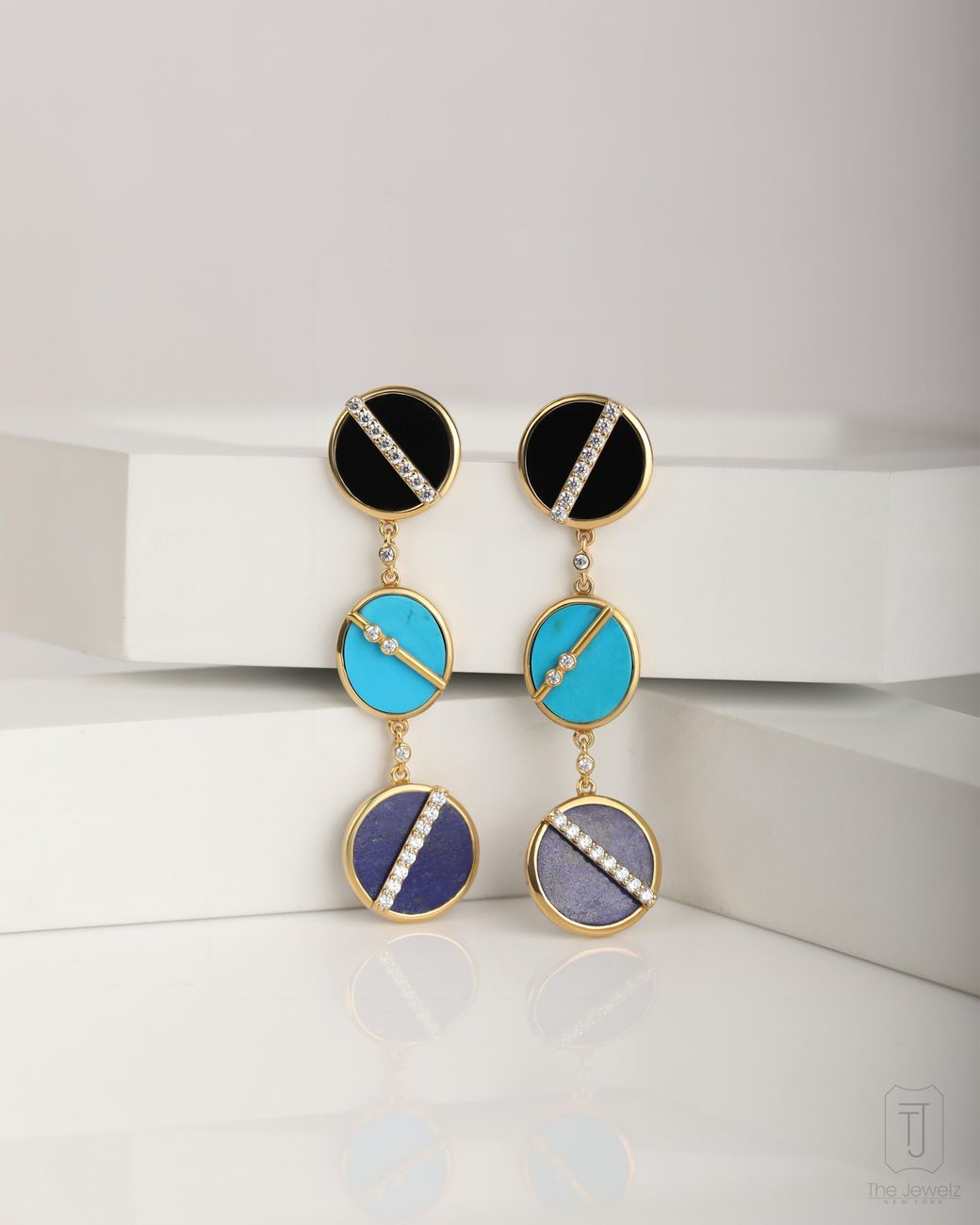 The Jewelz Blue Harmony Drop Long Plated Earrings