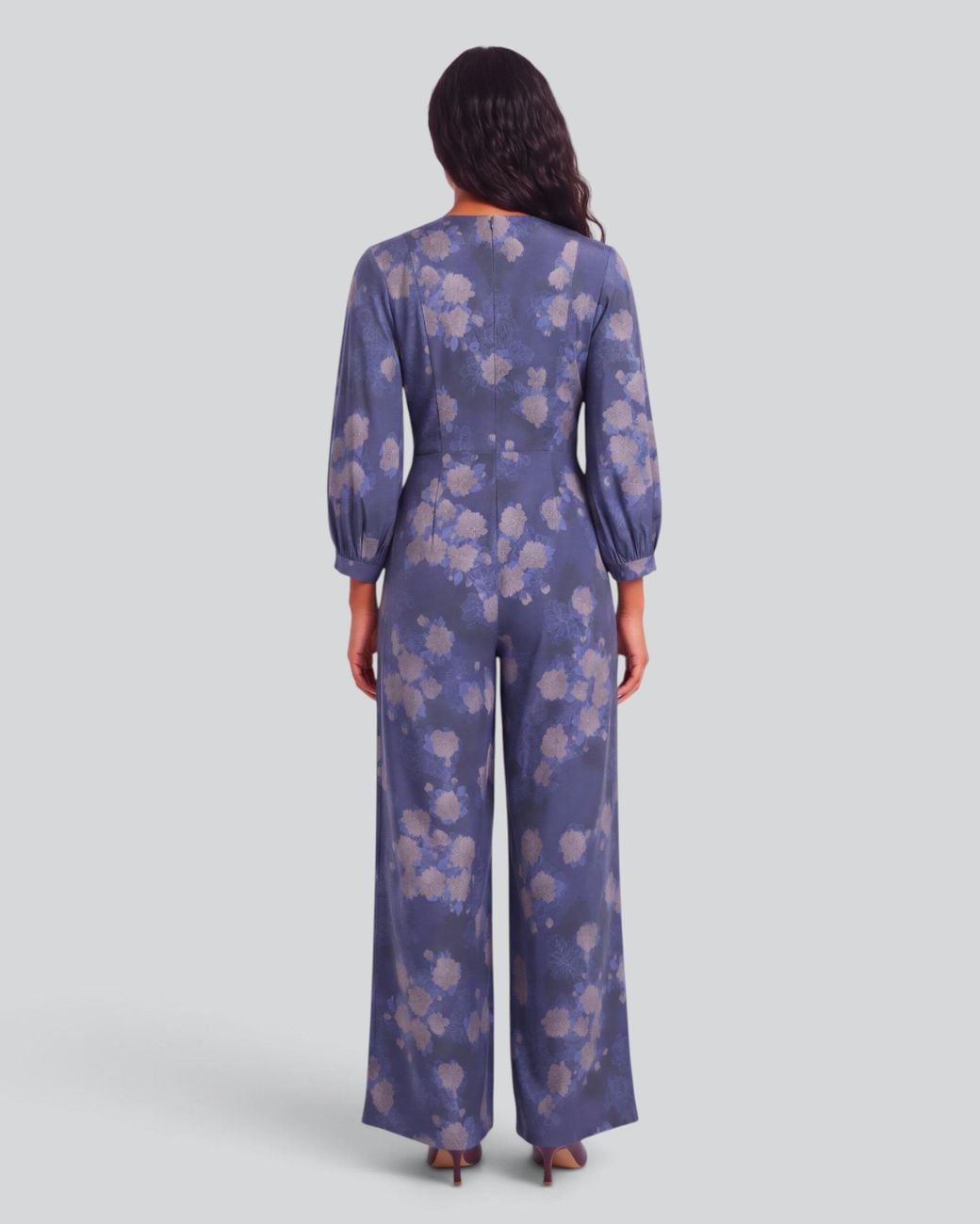 Lords of Harlech Blue Jill Lans Floral Stretch Tencel Jumpsuit