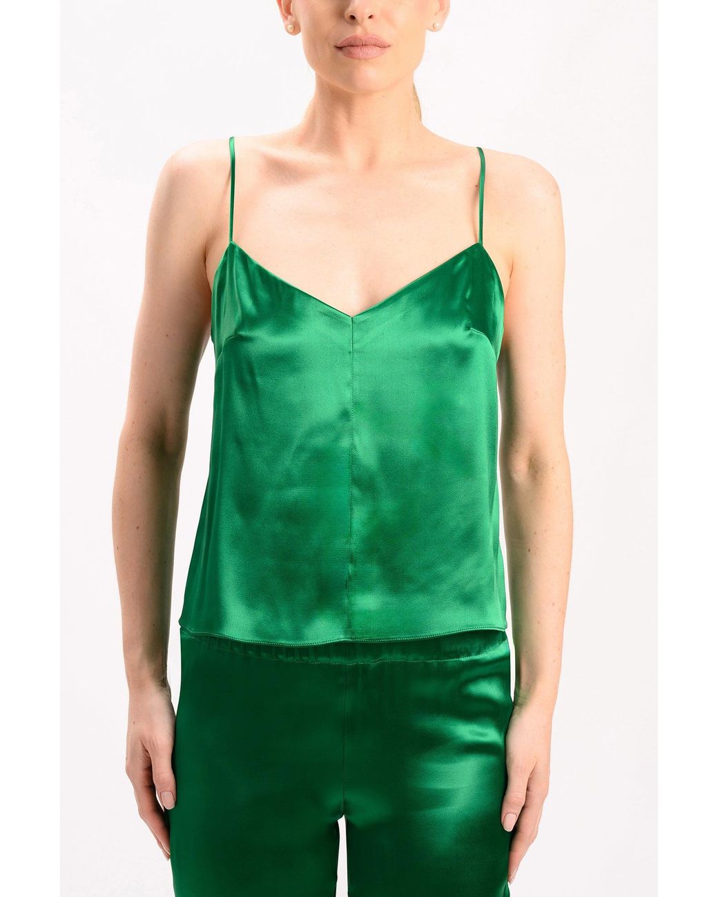 Ginta Green Emerald Silk Satin Cami Top