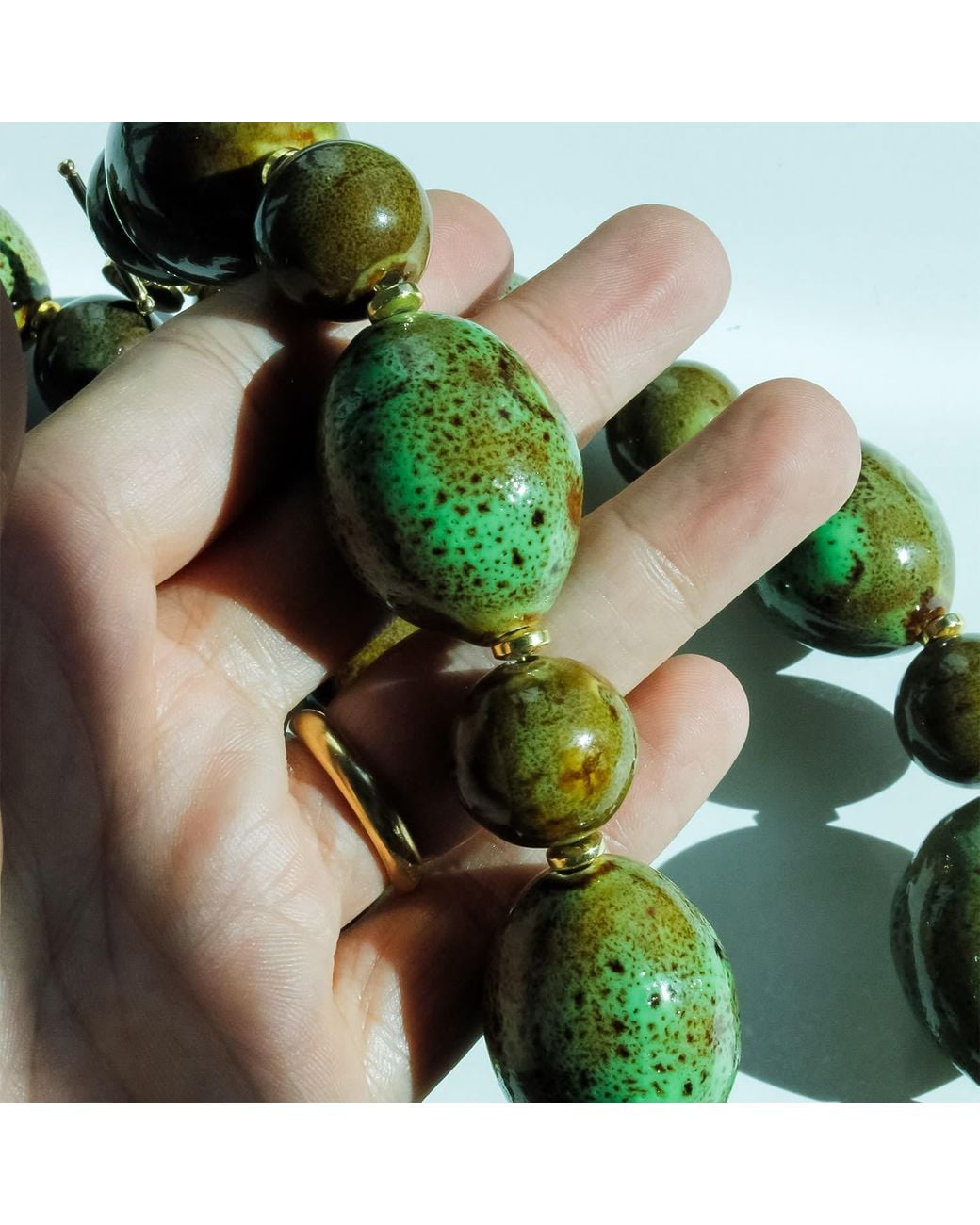 Edgar Navarro Jewelry Green Navarro Oval Ceramic Statement Necklace