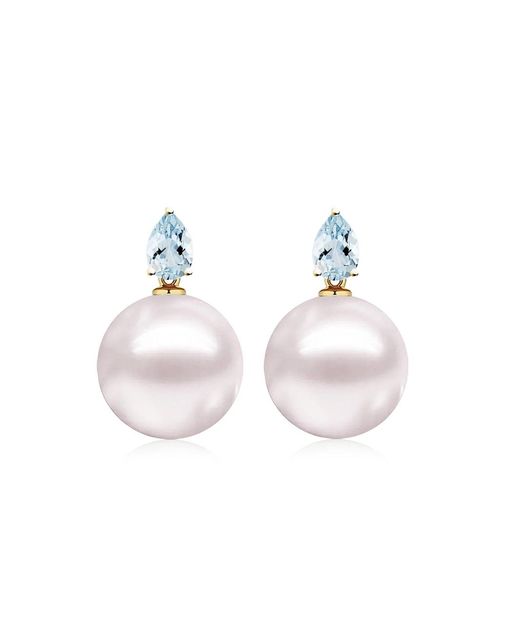 Kai Fine Jewelry Multicolor Solid Natural Aquamarine & Freshwater Round Pearl Venus Tears Convertible Drop Earrings