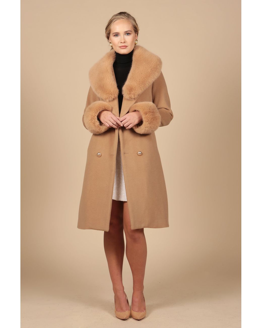 Santinni Brown Marlene Cashmere & Wool Coat