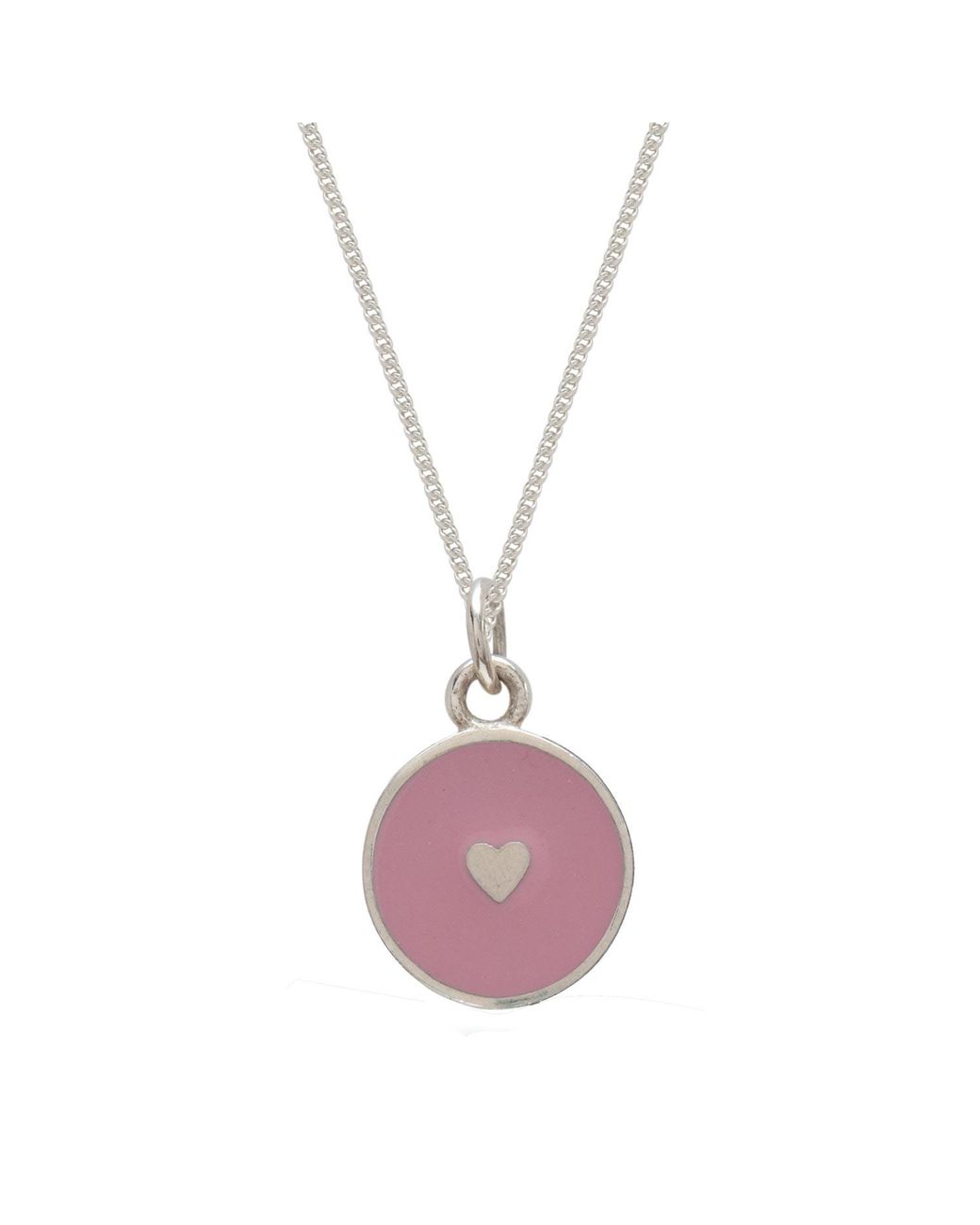 Lime Tree Design Pink Small Heart Enamel Necklace Sterling Powder