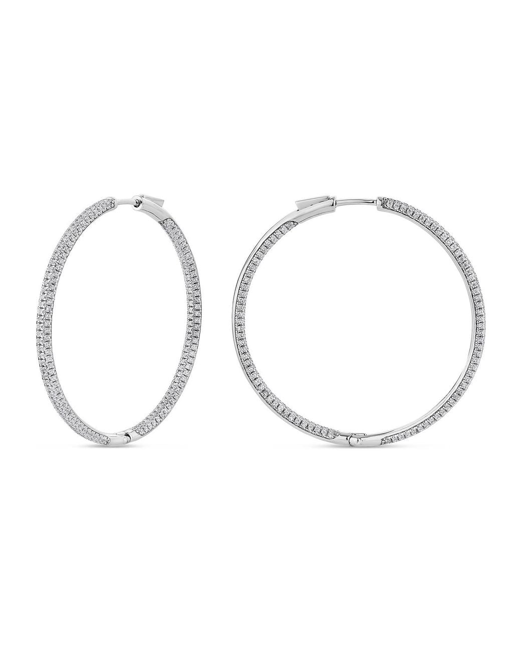 SALLY SKOUFIS Metallic Pursuit Pave Hoops With Made Cz Diamond Stimulant
