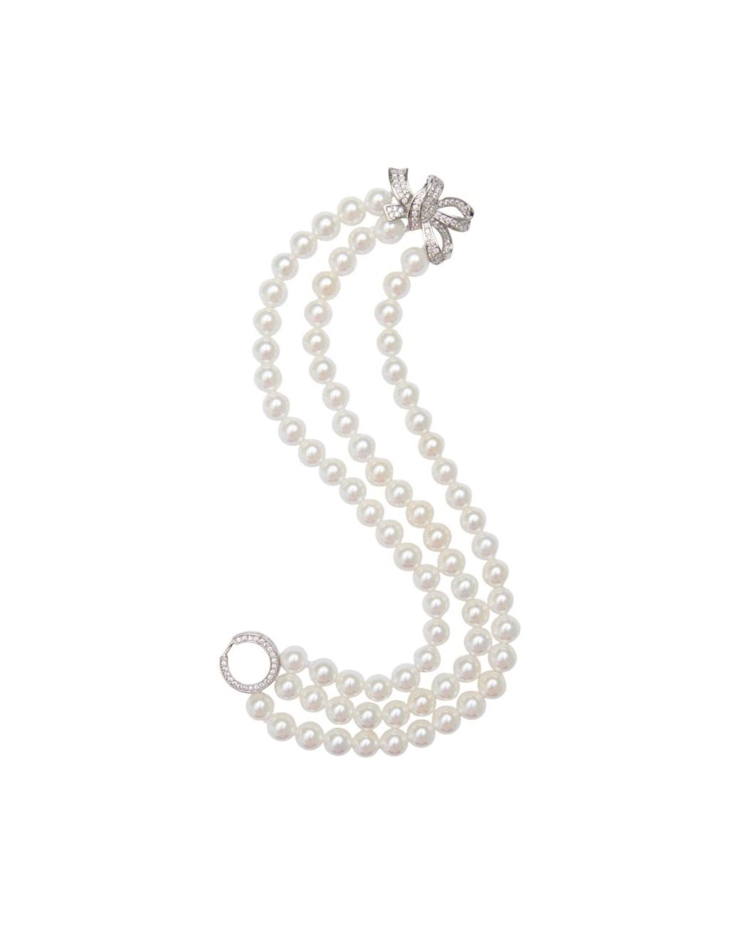 Saachi Metallic Triple Strand Pearl Bow Bracelet