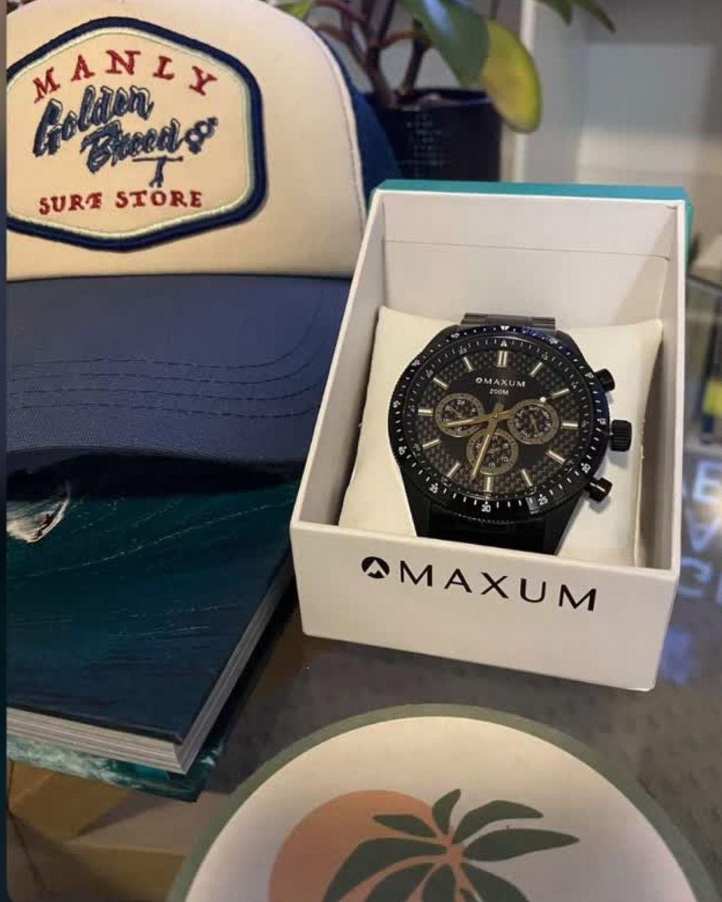 Maxum Black Lansdowne Back Multifunction Watch for men