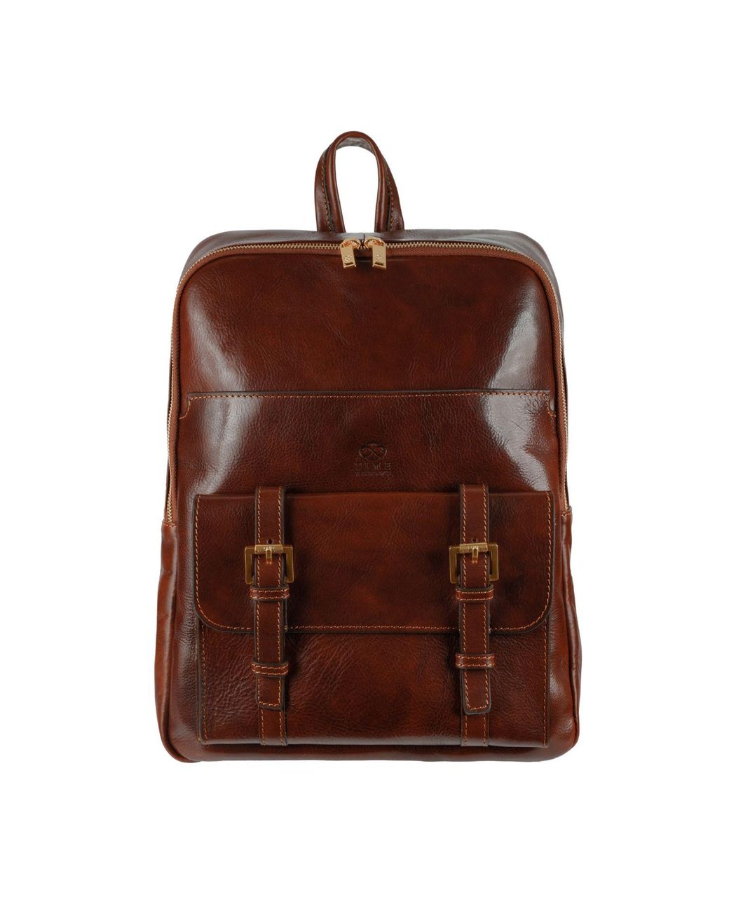 Time Resistance Brown Leather Backpack Travel Bag