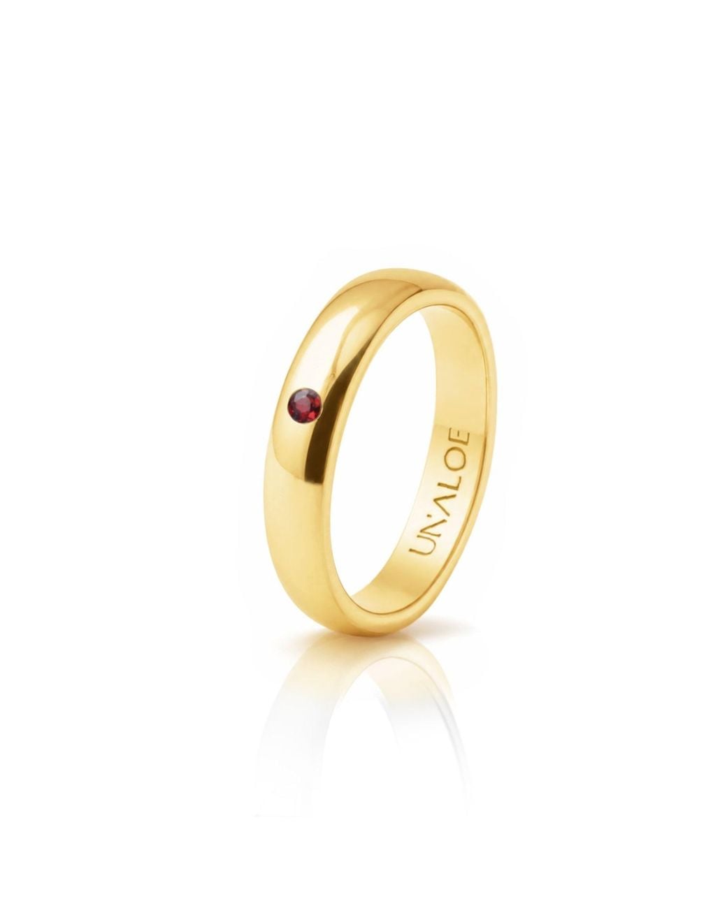 Unaloe Metallic Plated Band Ring With Natural Ruby for men