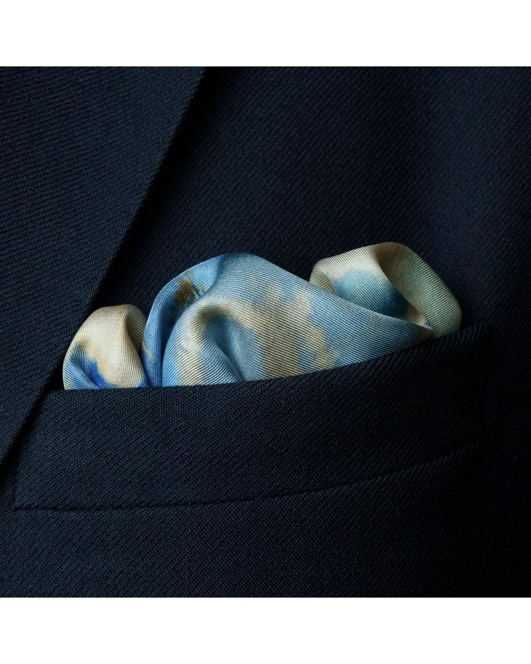 Otway & Orford Blue 'Battle Of Britain' Silk Pocket Square. Full Size for men