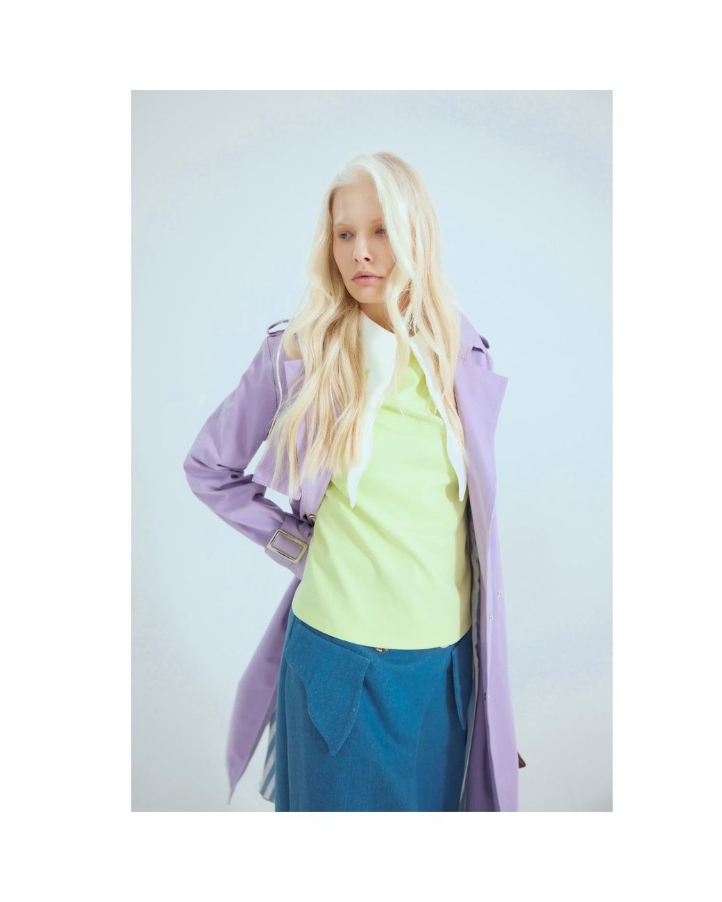 Julia Allert Yellow Semi-Formal Blouse With Double Contrasting Details Light Lime