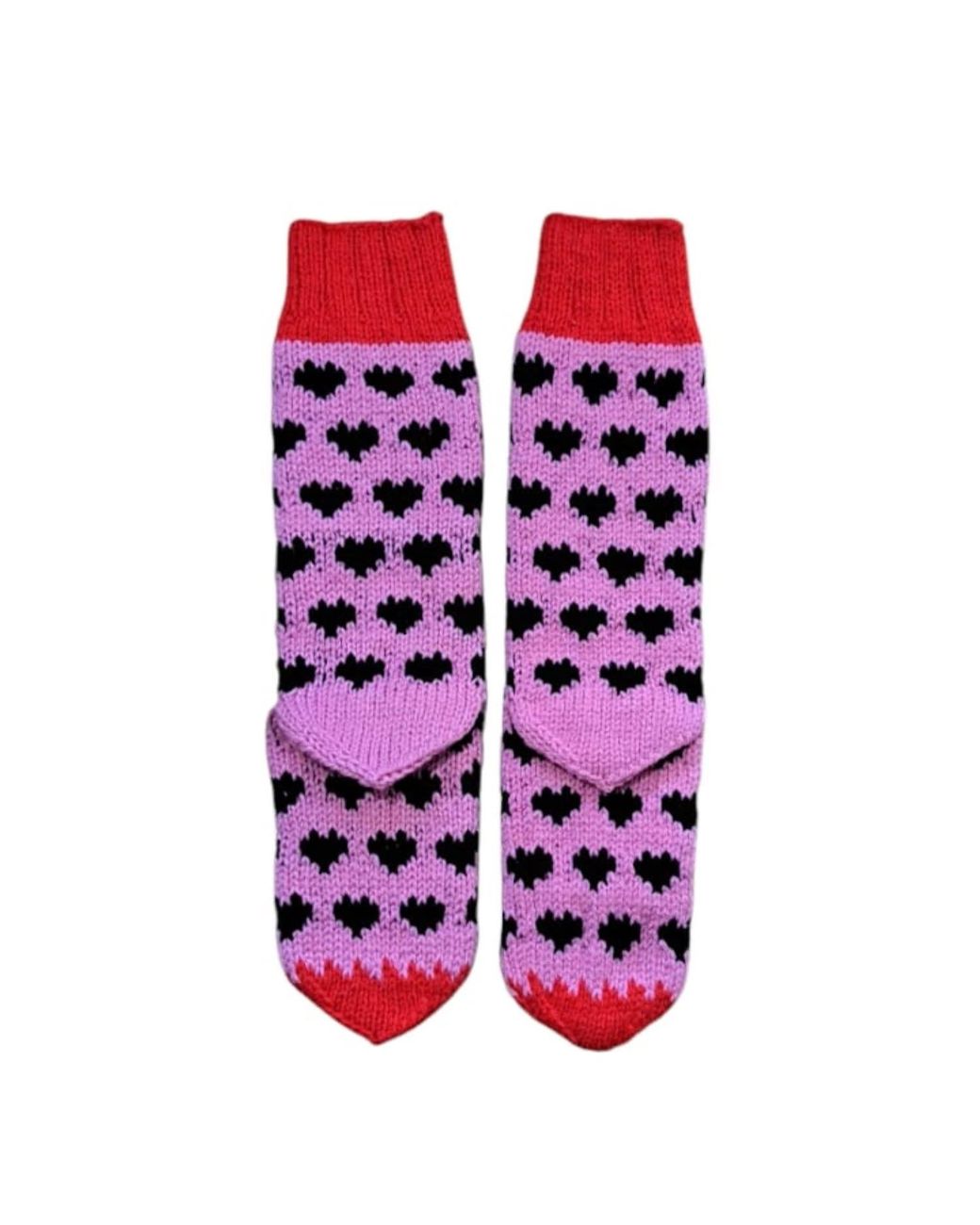 Springmoonatelier Red Handmade Wool-- Hat, Gloves And Socks Set