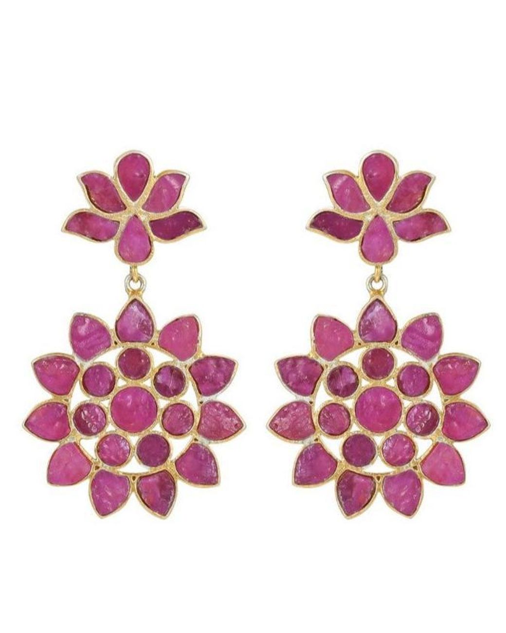 Opium Jewels Pink Water Lotus Statement Earrings