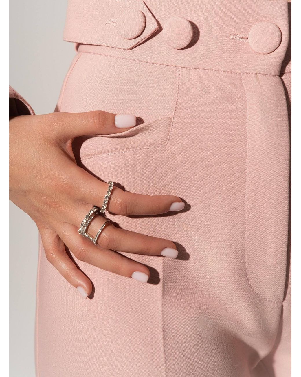 Tia Dorraine Pink Flared Trousers With Adjustable Waist
