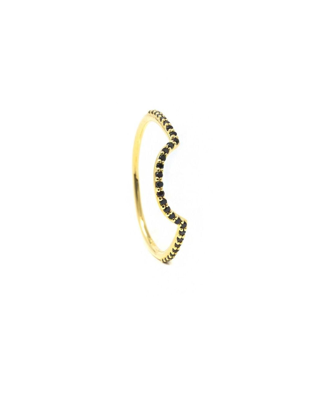 NASI SILVER Metallic Ora Half Eternity Ring- Onyx
