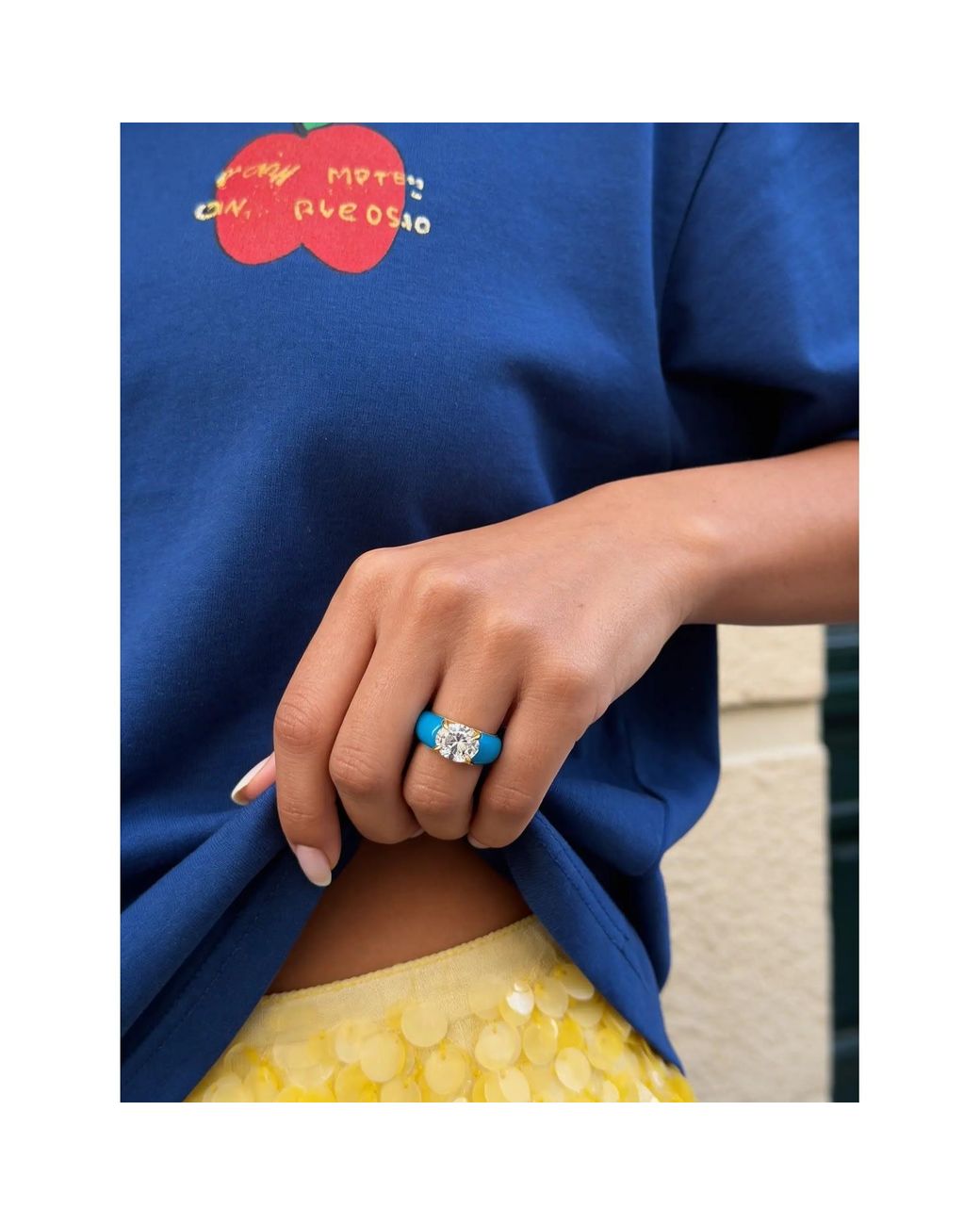 By Virgo Blue Aqua Cocktail Ring