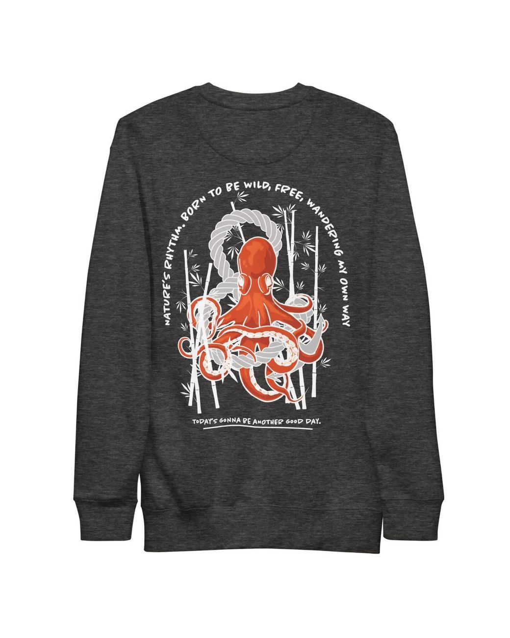 Anchor and Crew Gray Heather Octopus Another Good Day Cotton Blend Sweatshirt for men