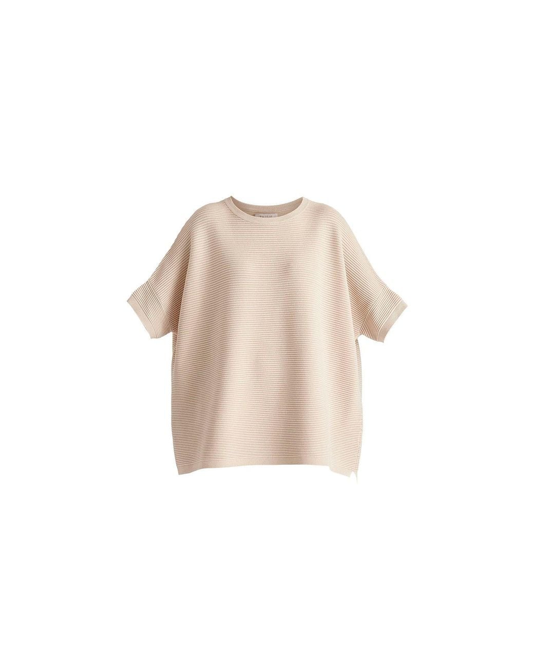 Paisie Natural Neutrals Short Sleeve Ribbed Jumper