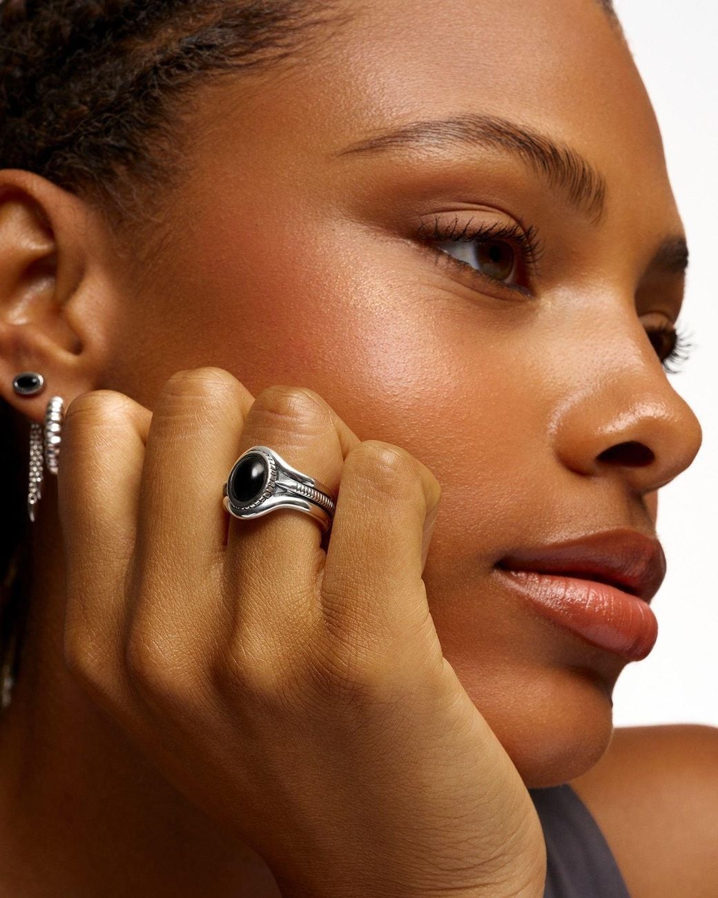 Stone Fruit Black Bolo Signet Ring
