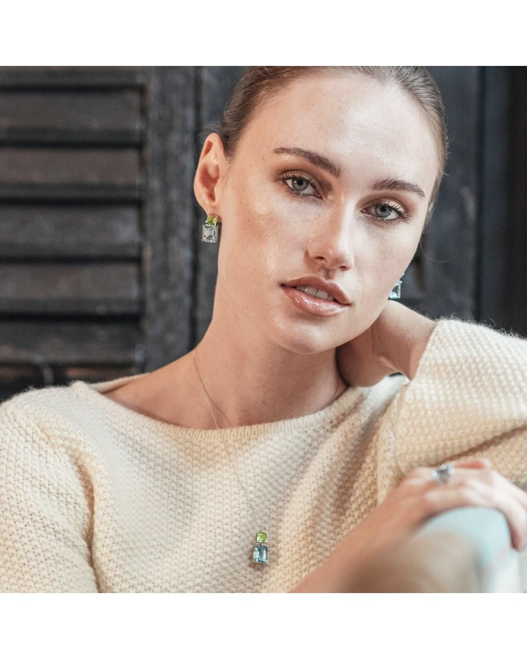Augustine Jewels Blue Peridot & Topaz Octagon Earrings
