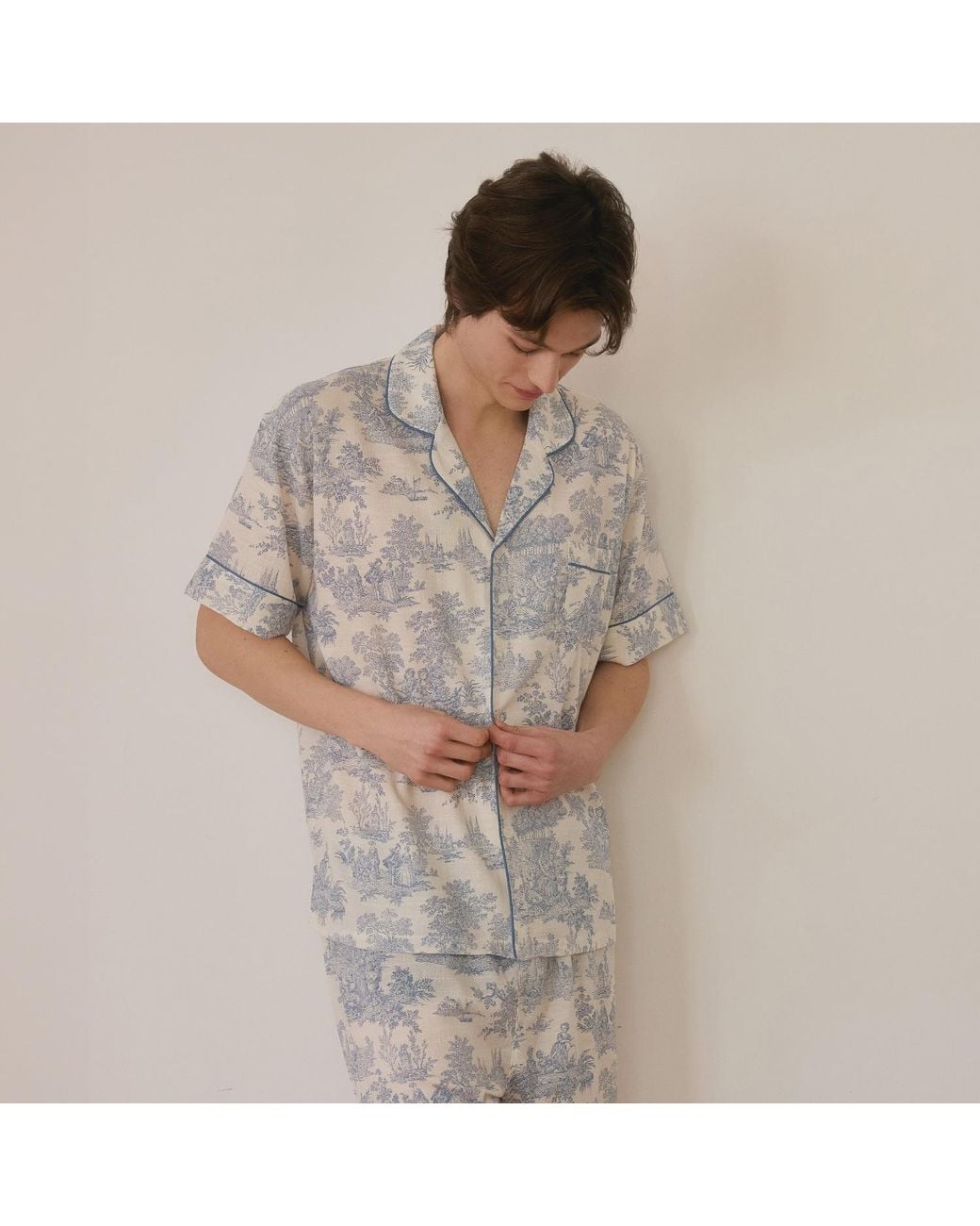 Luna Luz Gray Elise Rayon-Cotton Short Sleeve Pajama Set for men
